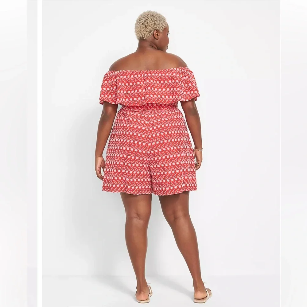 Lane Bryant Convertible Off-The-Shoulder Embroidered Romper